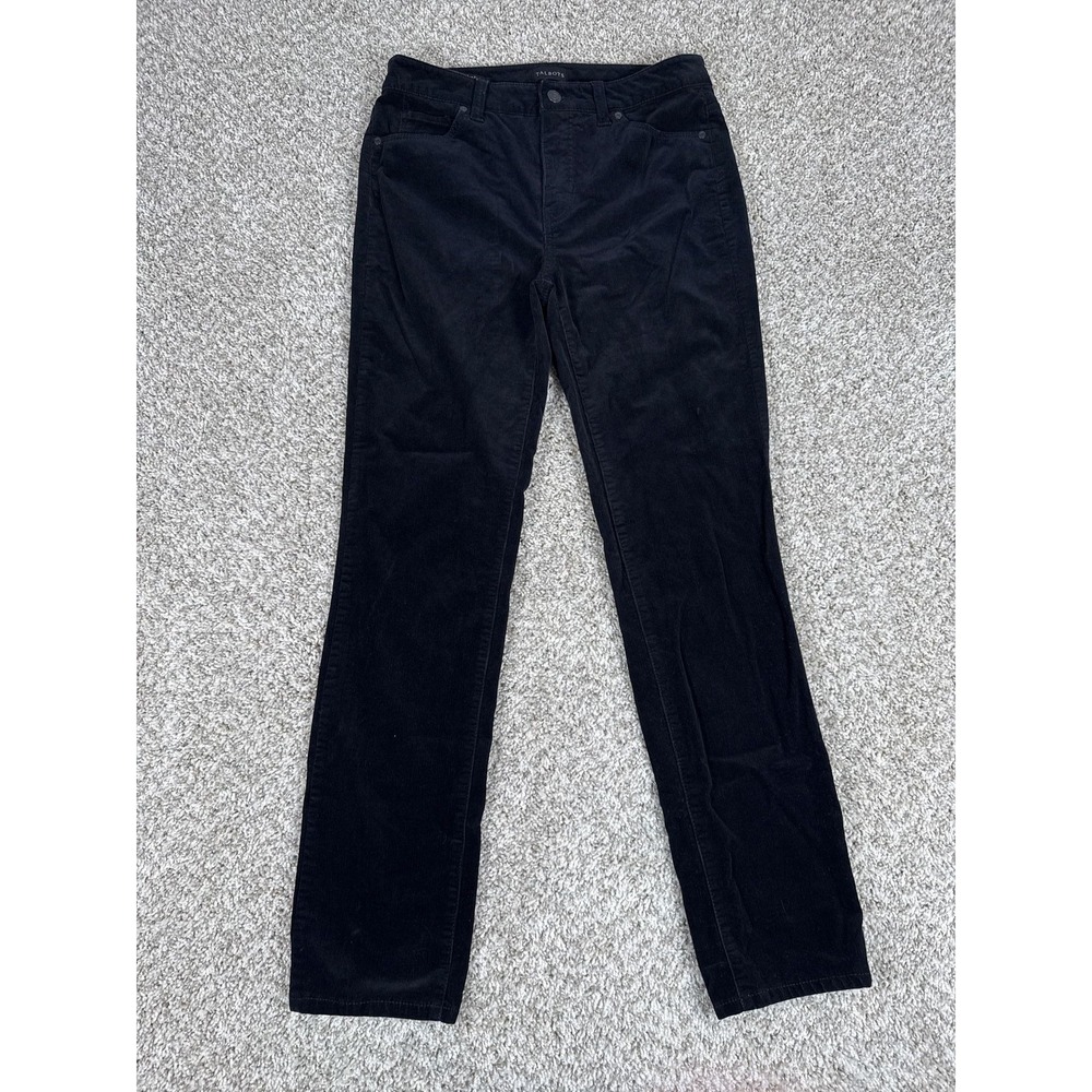 Talbots Pants Womens 4 Black Corduroy Straight Leg‎ Stretch Casual